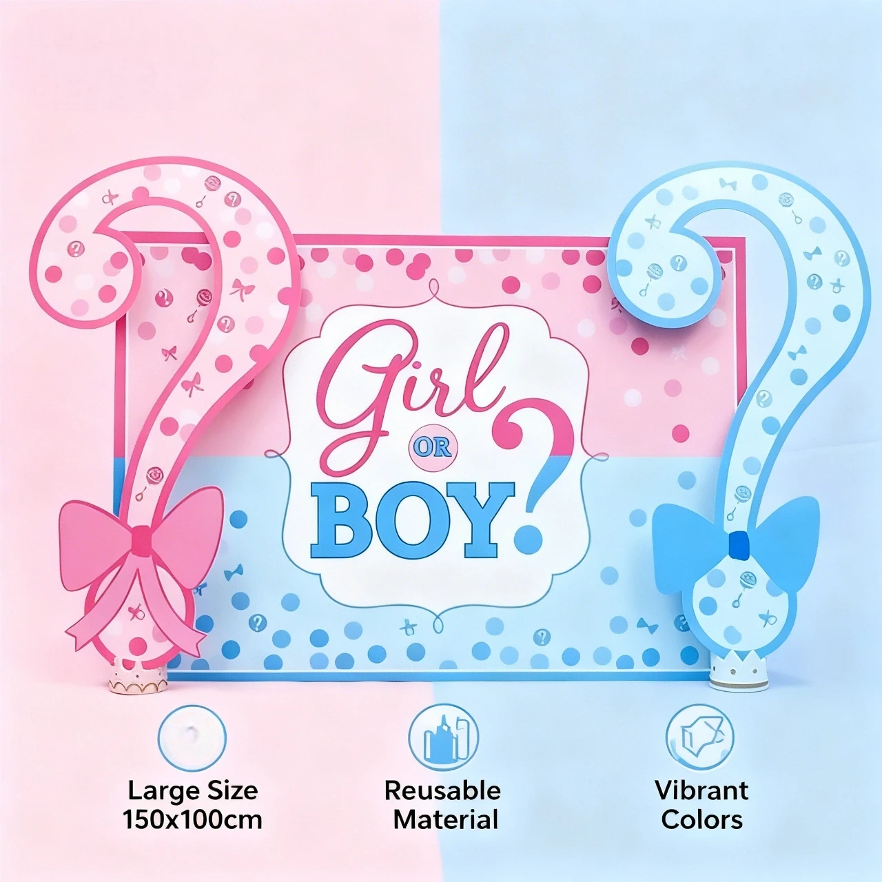 Banner „Girl or Boy?” 150x100 cm – Decor Petrecere Gender Reveal [1]