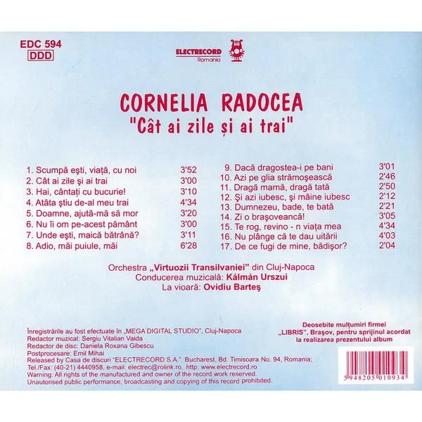 CD Cornelia Radocea   Cat ai zile si ai trai [1]