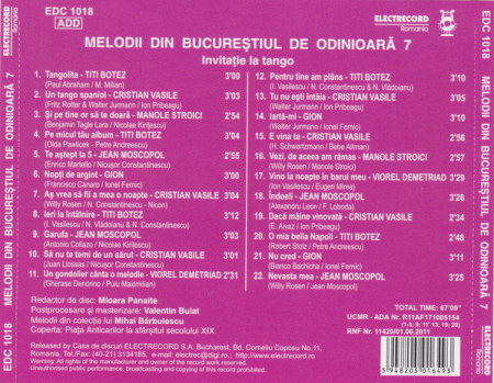 CD Melodii Din Bucureștiul De Odinioară 7 - Invitație La Tango [1]