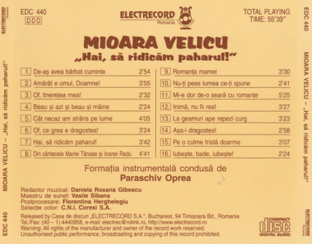 CD Mioara Velicu - Hai sa ridicam paharul [1]