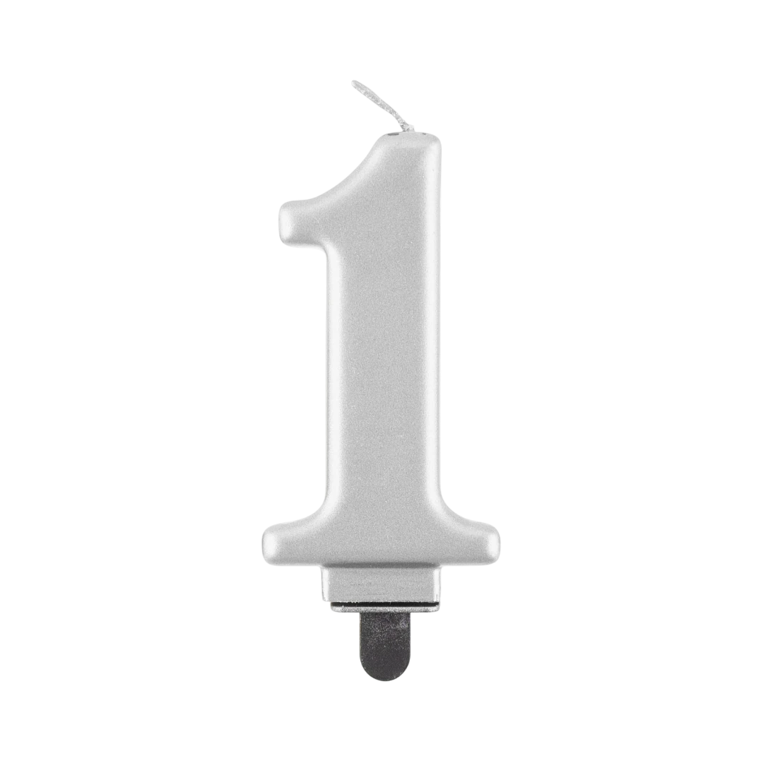 lumanare cifra 1 argintie BC [1]