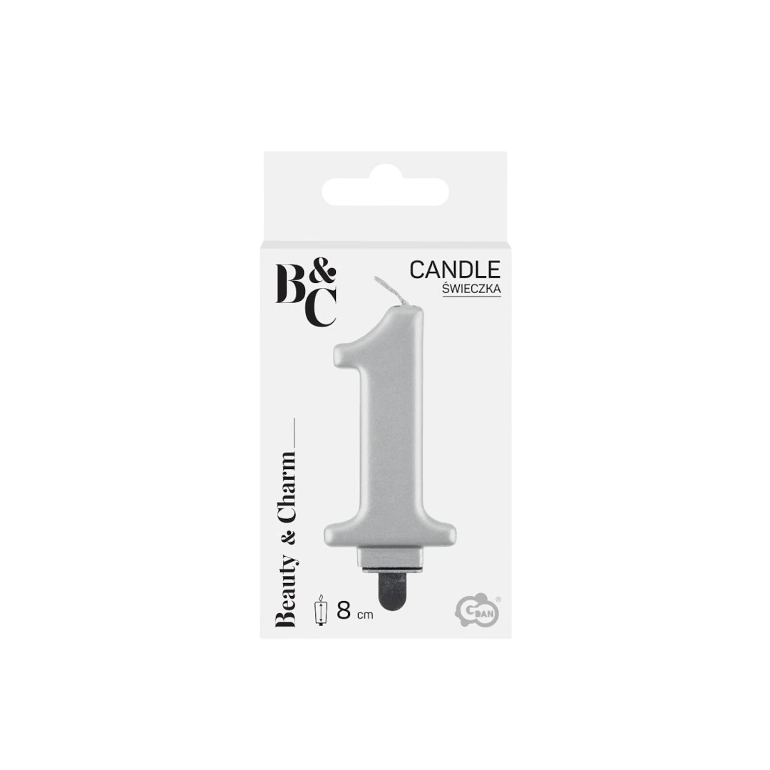 Lumanari Tort - lumanare cifra 1 argintie BC