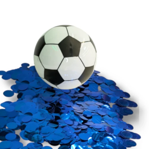 Gender reveal - Minge de fotbal din plastic pentru Gender Reveal cu confetti albastre