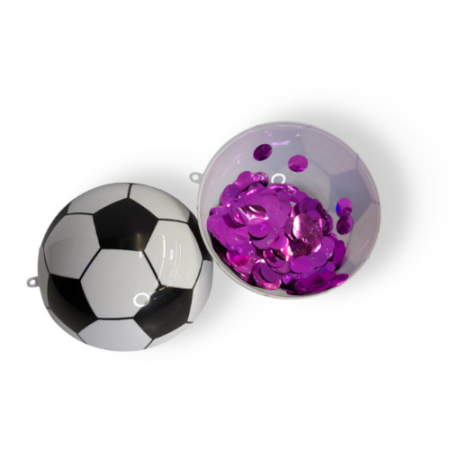 Minge de fotbal din plastic pentru Gender Reveal cu confetti roz [2]