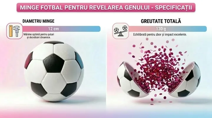 Minge de fotbal din plastic pentru Gender Reveal cu confetti roz [5]