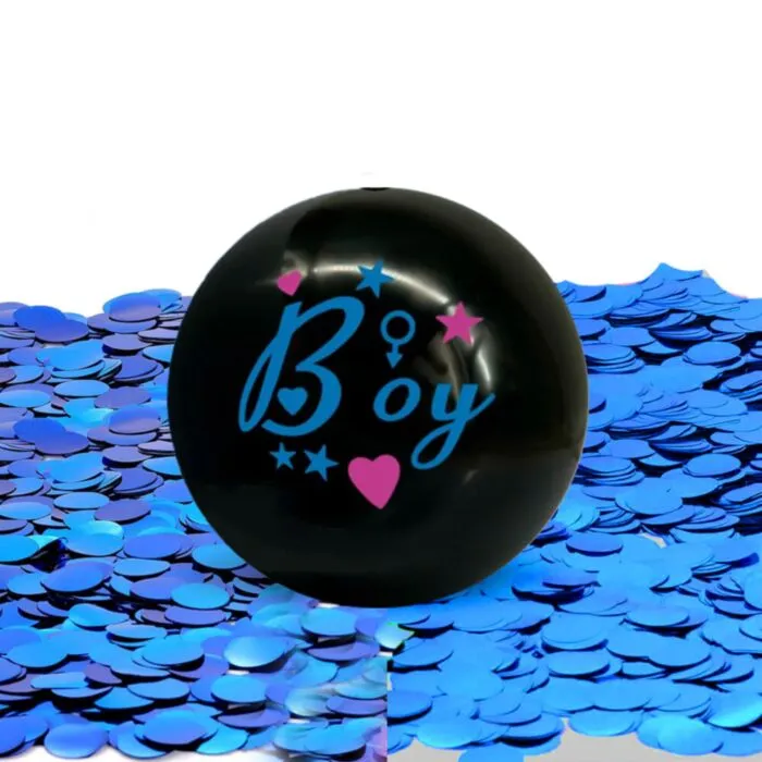 Gender reveal - Minge 12 cm pentru Gender Reveal cu confetti albastre