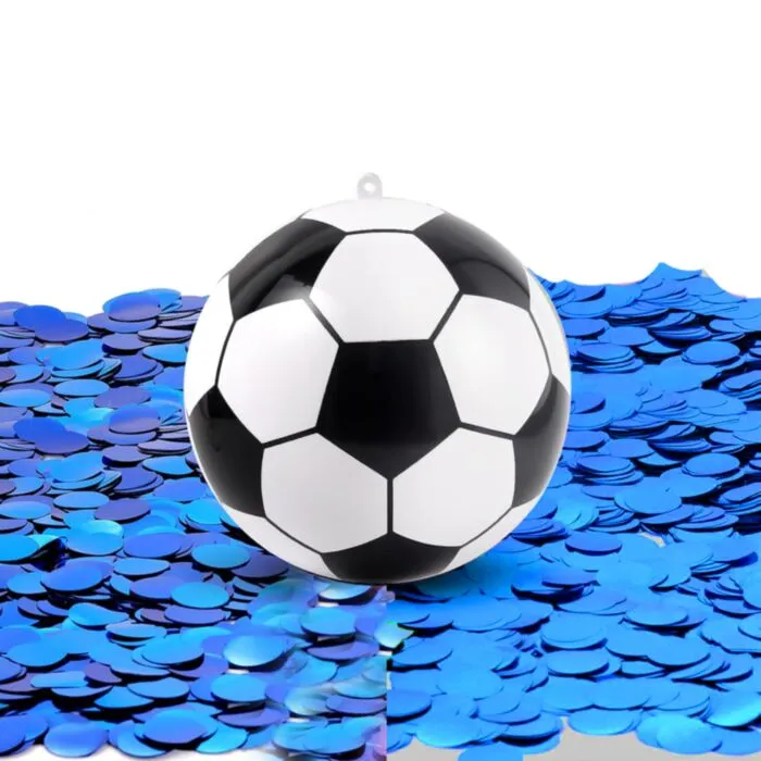Gender reveal - Minge de fotbal din plastic pentru Gender Reveal cu confetti albastre