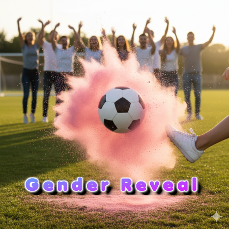 Minge de fotbal din plastic  pentru Gender Reveal cu pudra roz [2]