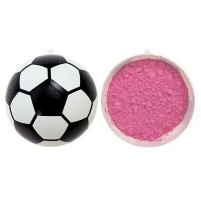 Minge de fotbal din plastic  pentru Gender Reveal cu pudra roz [1]