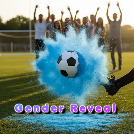 Minge de fotbal din plastic pentru Gender Reveal cu pudra albastra [6]