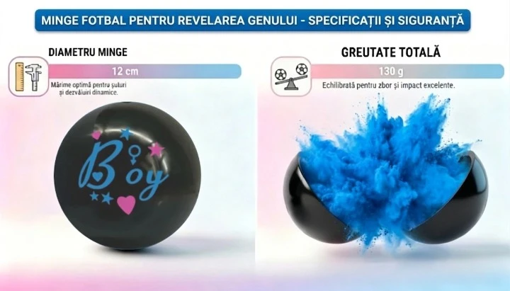 Minge de fotbal din plastic pentru Gender Reveal cu pudra albastra [3]
