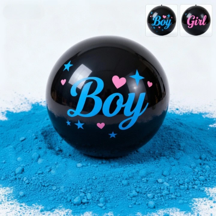 Gender reveal - Minge de fotbal din plastic pentru Gender Reveal cu pudra albastra