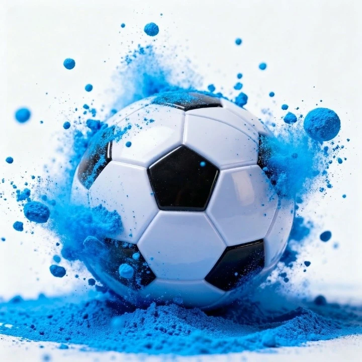 Minge de fotbal din plastic pentru Gender Reveal cu pudra albastra [0]