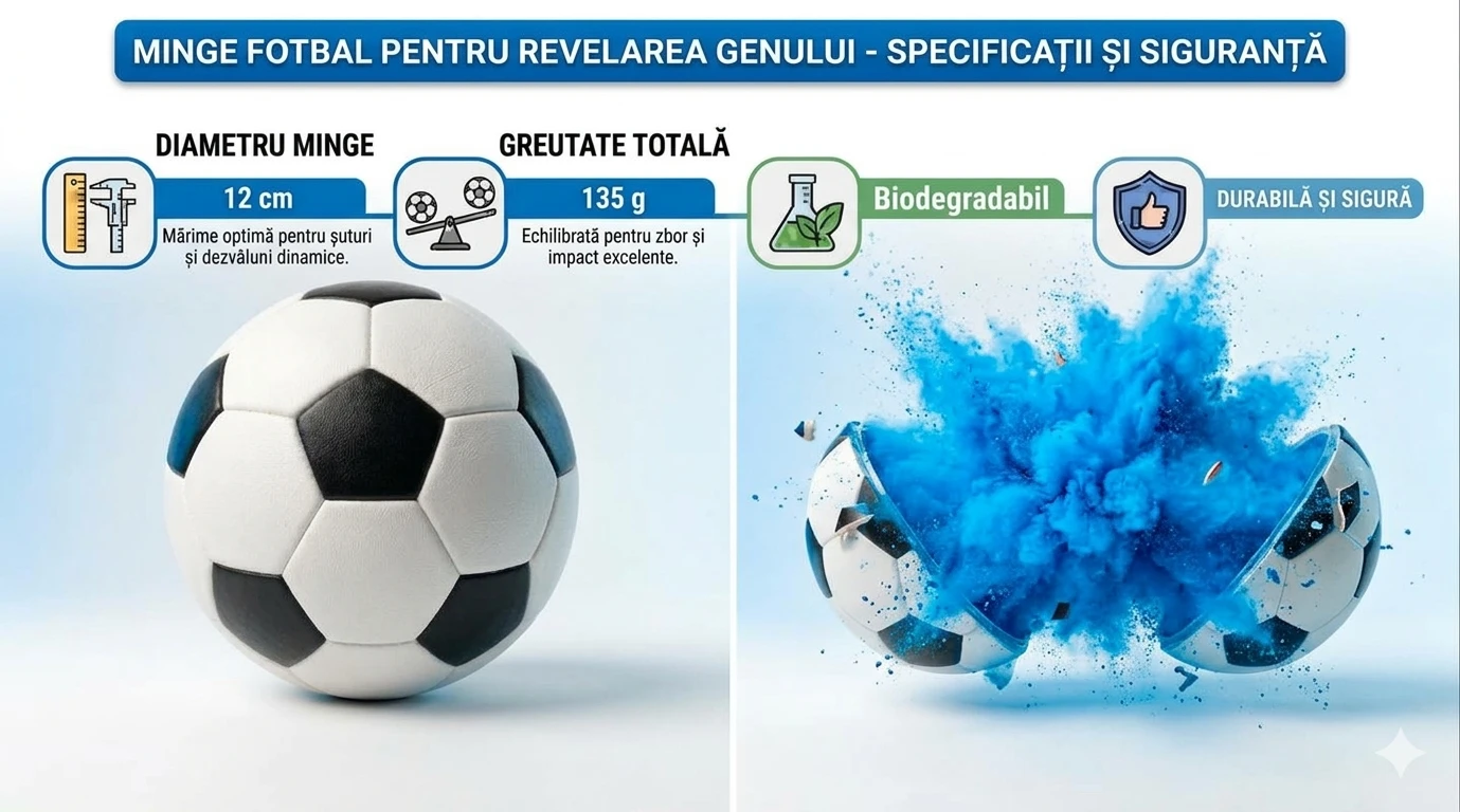 Minge de fotbal din plastic pentru Gender Reveal cu pudra albastra [4]