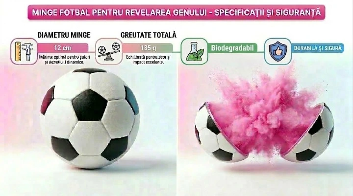 Minge de fotbal din plastic  pentru Gender Reveal cu pudra roz [6]