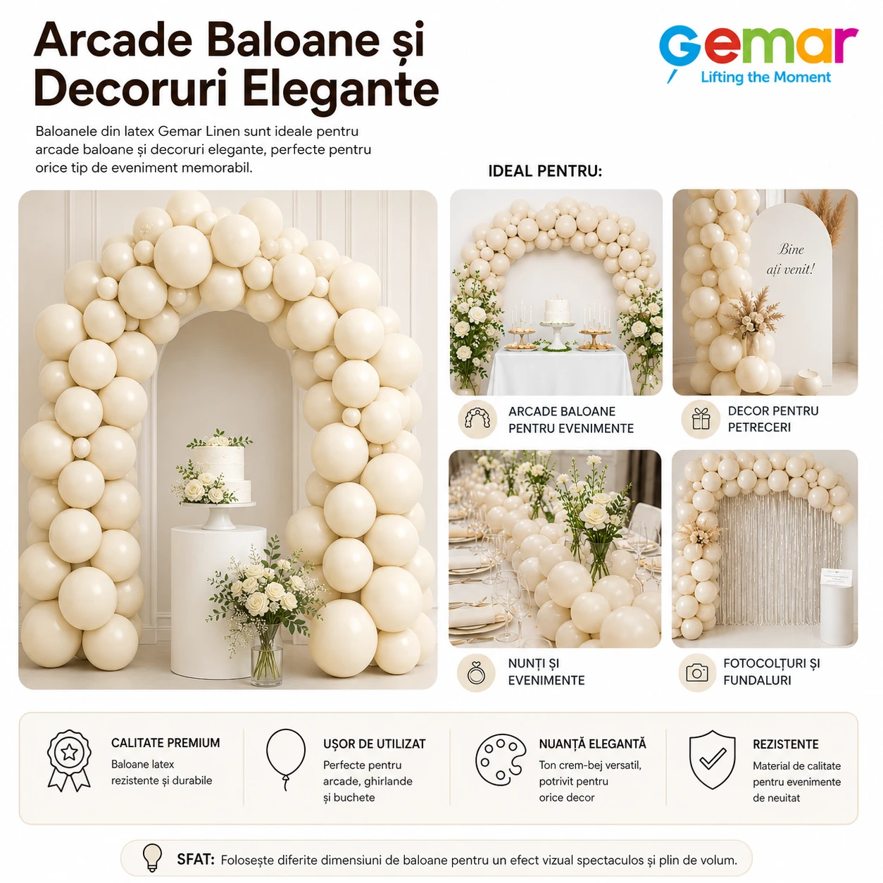 Set Baloane Latex Linen Gemar [6]