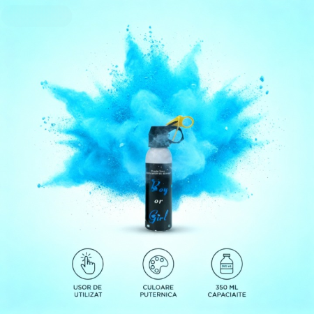 Gender reveal - Spray Pudră Gender Reveal Albastru 300 ml – Nor Albastru Intens