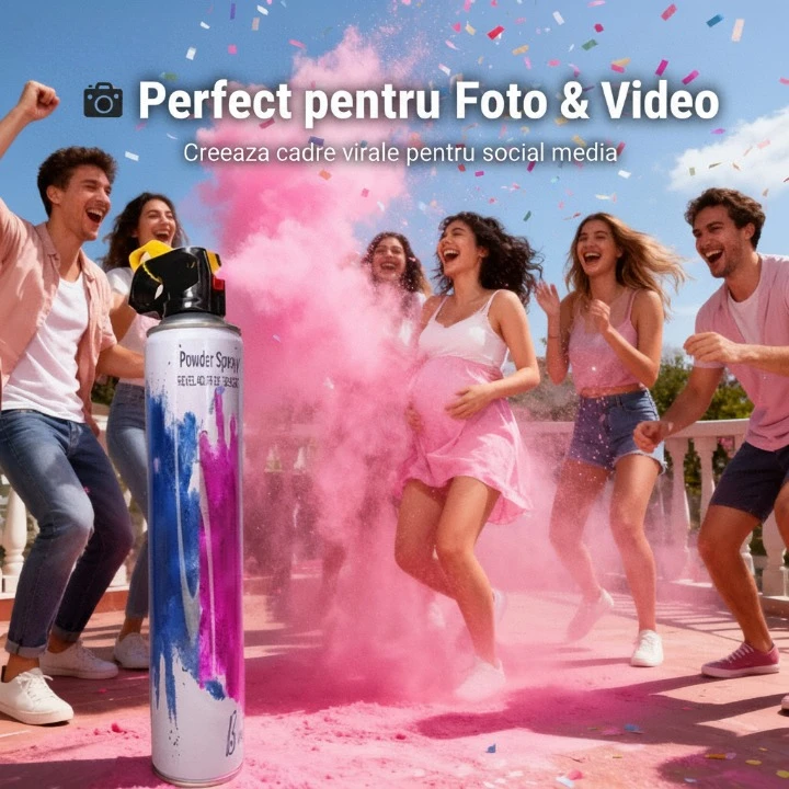 Spray Pudră Gender Reveal Roz 1000ml – Nor Roz Intens [4]