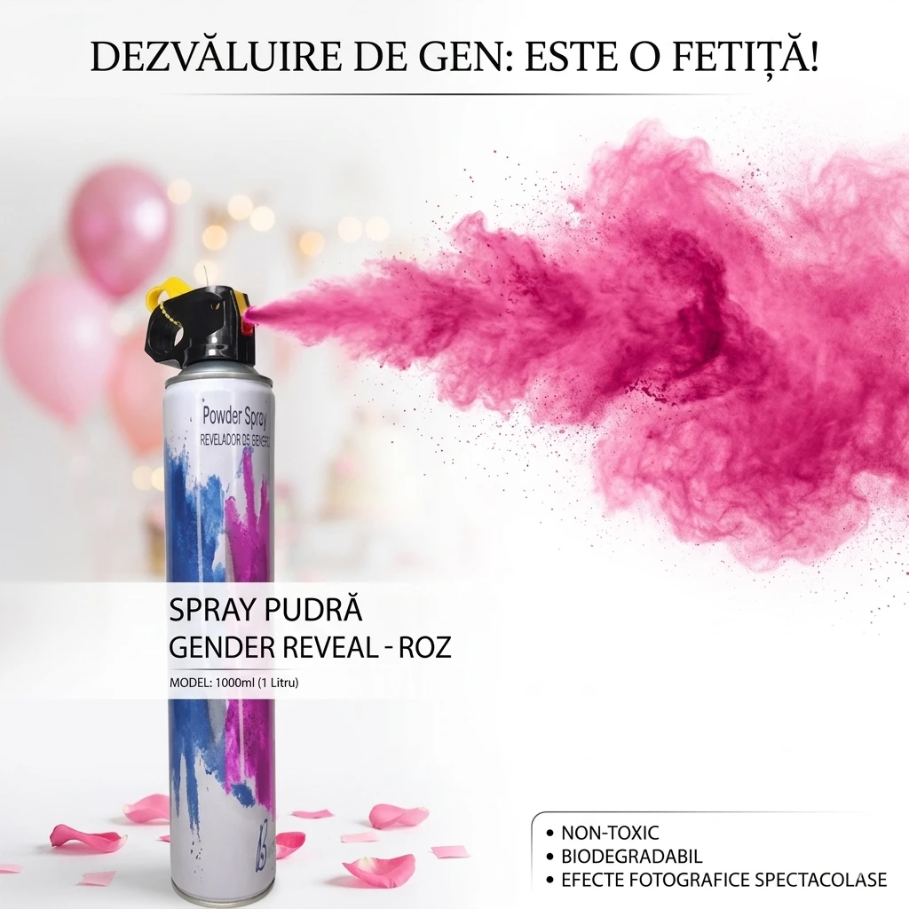 Gender reveal - Spray Pudră Gender Reveal Roz 1000ml – Nor Roz Intens