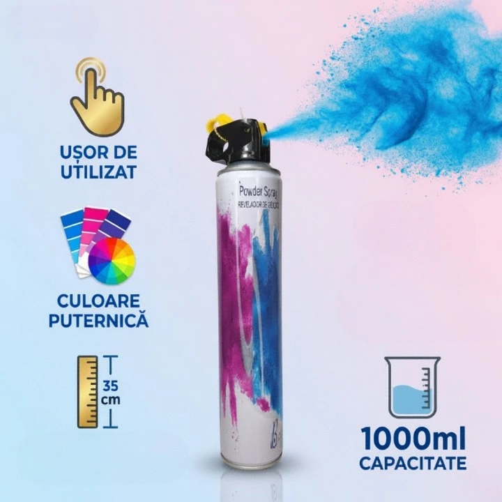 Spray Pudră Gender Reveal Albastru 1000ml – Nor Albastru Intens [4]