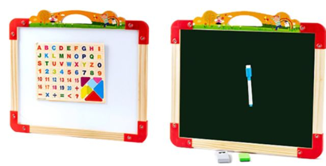 Tabla multifuncțională din lemn Montessori - 3 în 1 - Tablă pentru marker, tabșă pentru cretă și tablă magnetică [4]