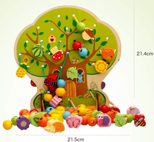 Copac din lemn pentru șnuruit, Montessori, 102 piese [7]