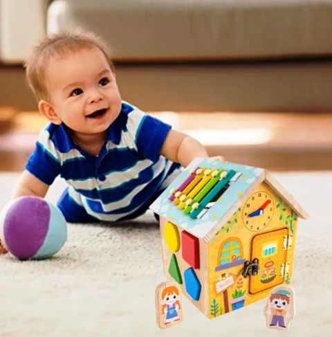 Casuta Montessori din lemn 8 activitati  pentru Bebeluși [11]