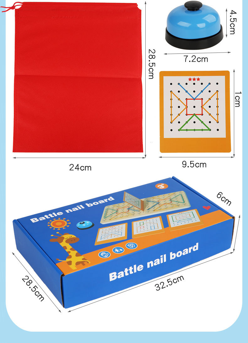 Geoboard din Lemn Educațional cu Benzi Elastice și Carduri – Jucărie Montessori [4]