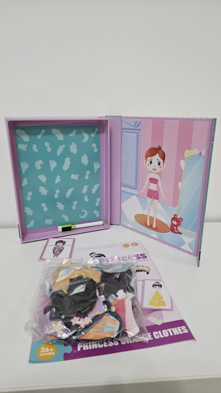 Puzzle magnetic Montessori din lemn cu personaje și autocolante pentru copii 2-13 ani [1]