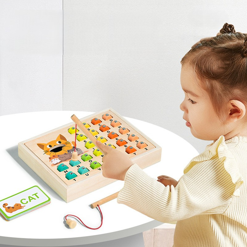 Joc Montessori Alfabet și Pescuit cu Bețișoare din Lemn [1]
