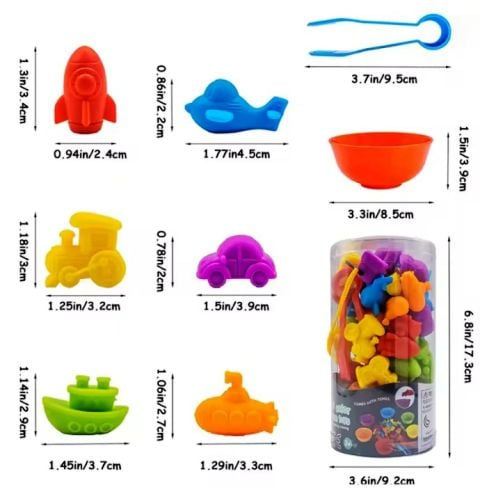 Joc Montessori de Sortare și Numărare – 48 dinozauri, Cupe și Pense [4]