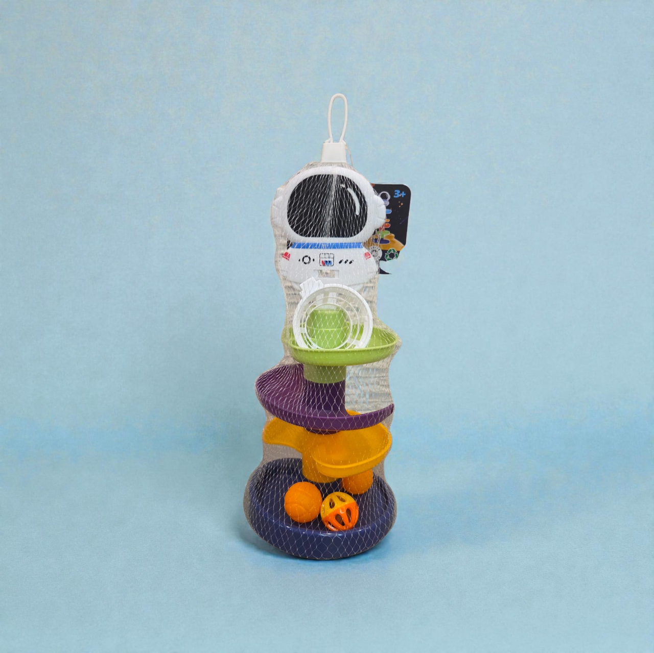 Jucărie interactivă circuit cu bile - planete, 4 nivele, cu coș [4]