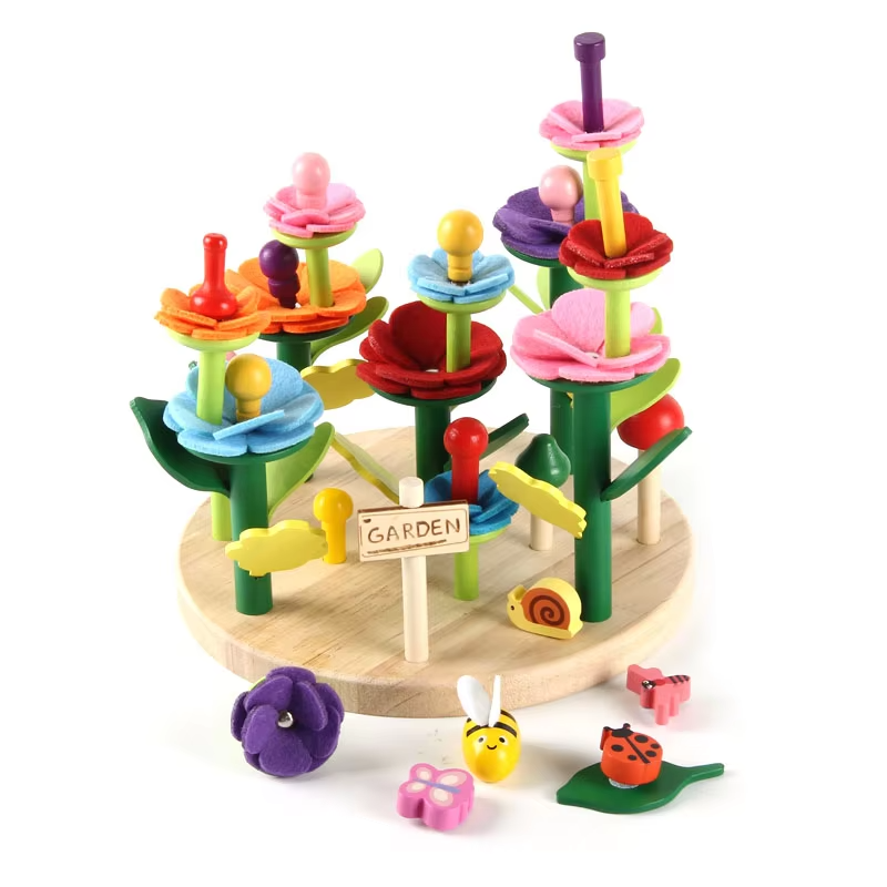 Jucărie Montessori DIY din Lemn – Set de Construcție Grădină cu Flori [2]