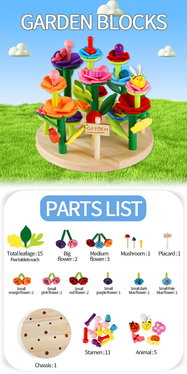 Jucărie Montessori DIY din Lemn – Set de Construcție Grădină cu Flori [5]