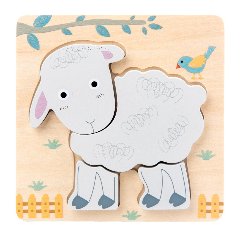 Puzzle 3D Montessori din Lemn - animale domestice [2]