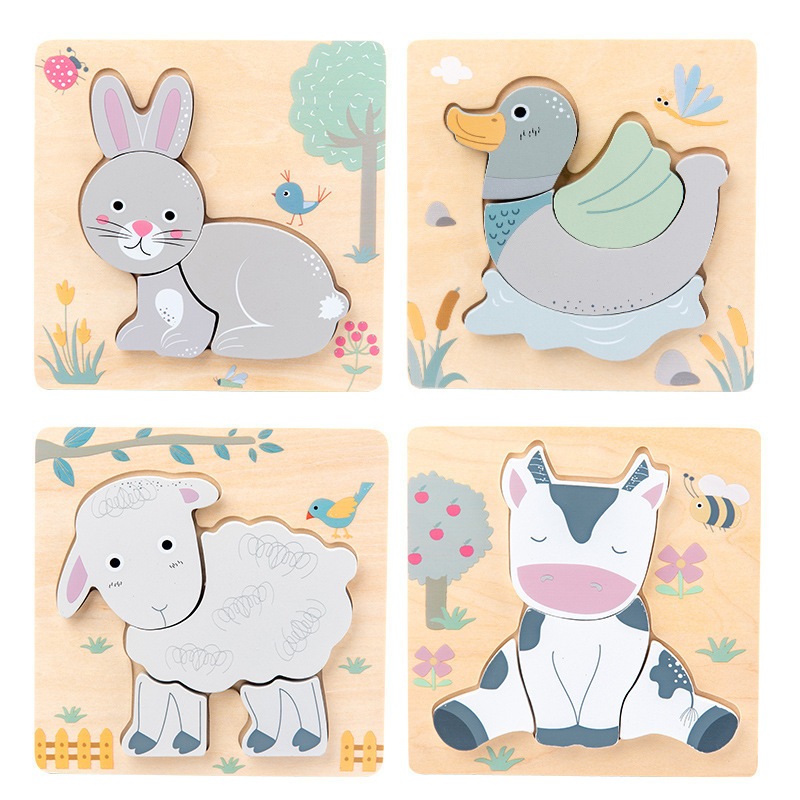 Puzzle 3D Montessori din Lemn - animale domestice [3]