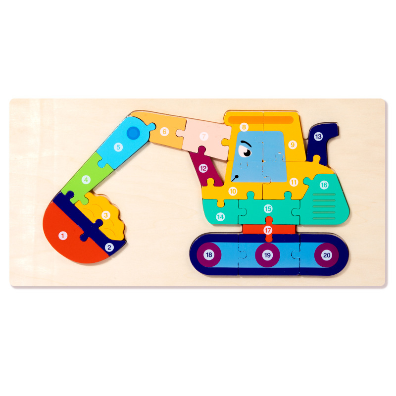 Puzzle 3D Montessori din Lemn - utilaje [2]