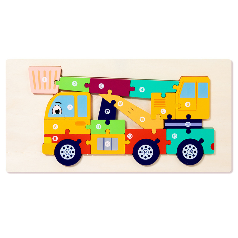 Puzzle 3D Montessori din Lemn - utilaje [2]