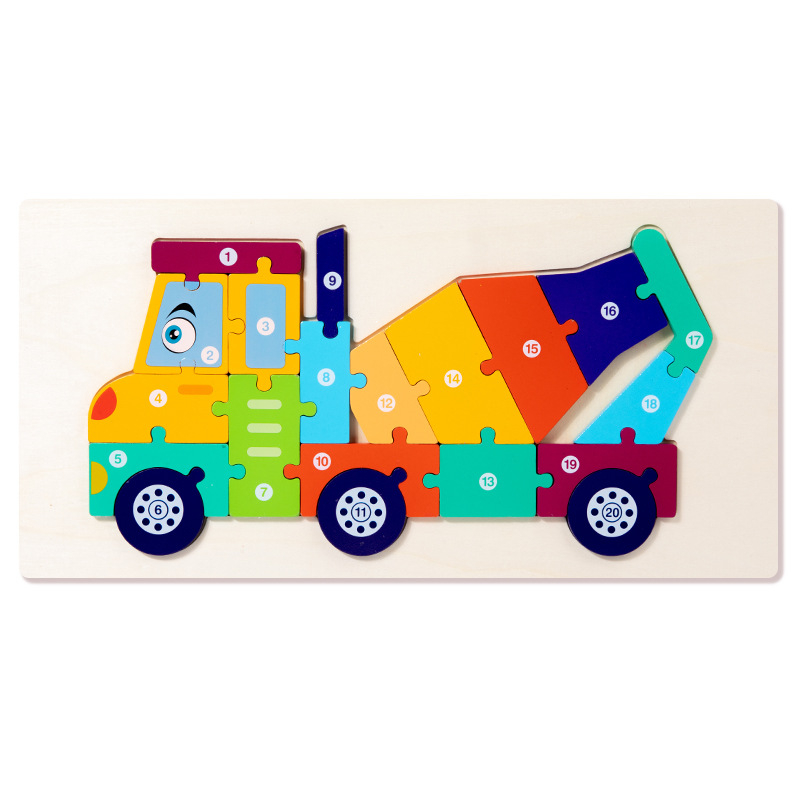 Puzzle 3D Montessori din Lemn - utilaje [2]