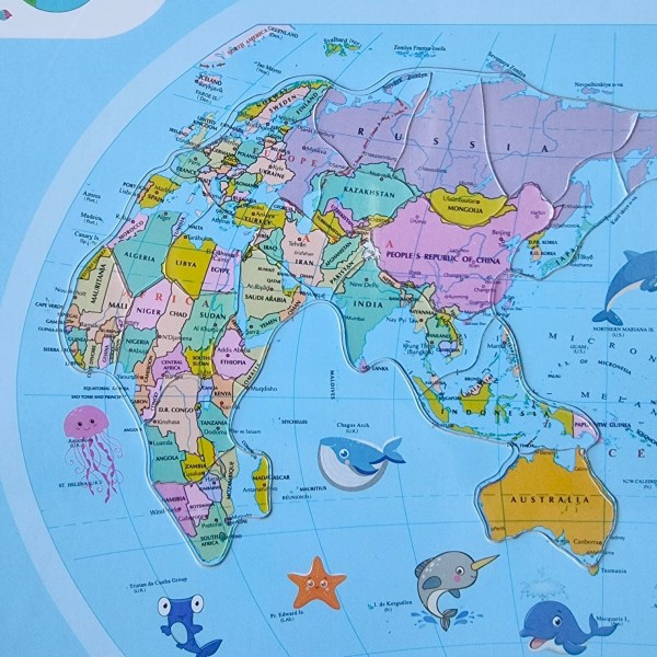 Puzzle Educațional din Lemn – Harta Lumii, 26 Piese [2]