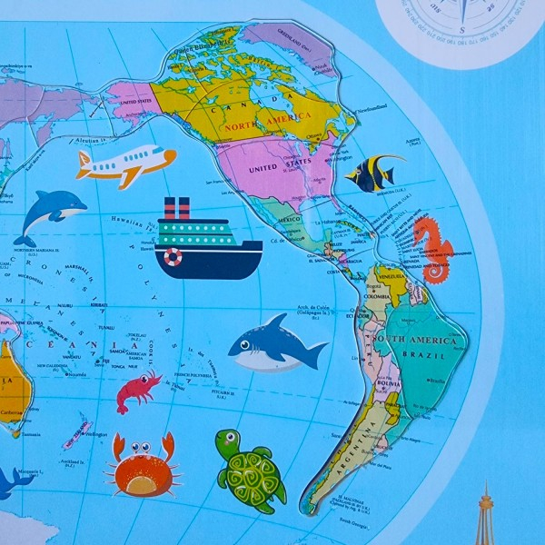 Puzzle Educațional din Lemn – Harta Lumii, 26 Piese [3]