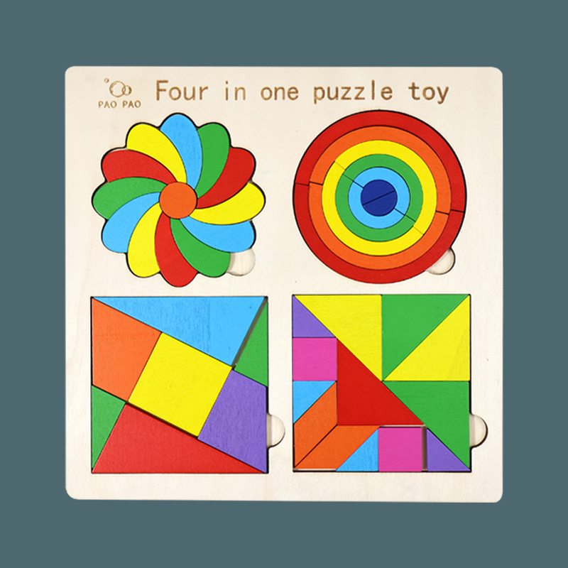 Puzzle educativ din lemn 4 în 1 [2]