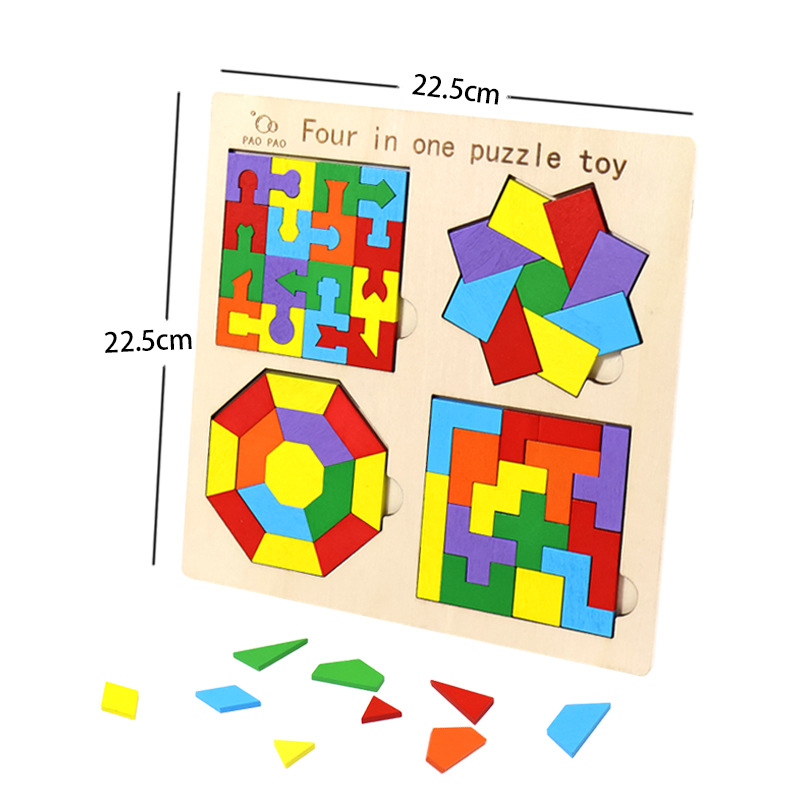 Puzzle educativ din lemn 4 în 1 [2]