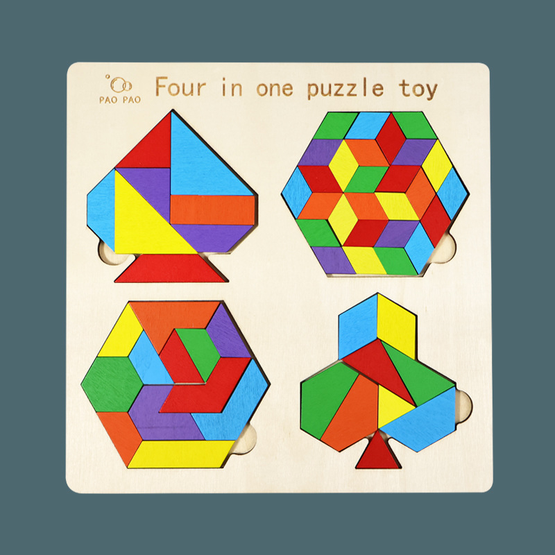 Puzzle educativ din lemn 4 în 1 [3]