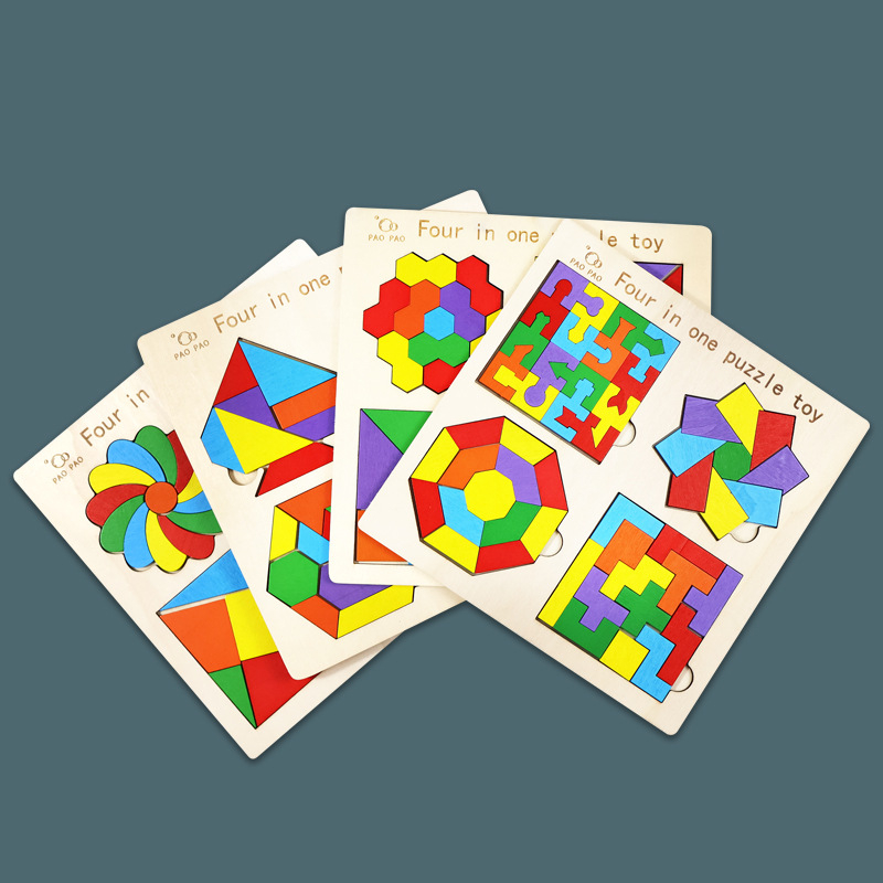 Puzzle educativ din lemn 4 în 1 [2]