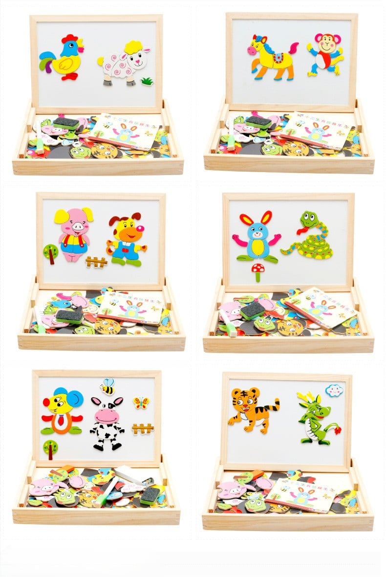 Puzzle Magnetic cu Animale din Lemn – Joc Educațional Creativ 2 în 1 pentru Copii [4]