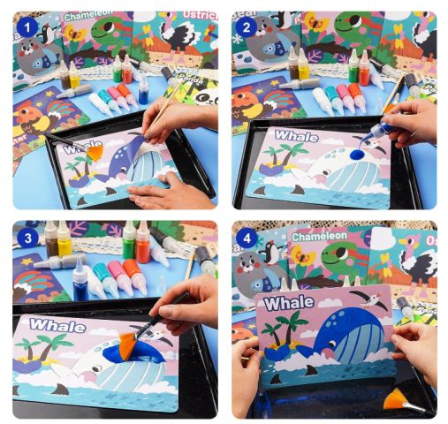 Set creativ Pictură cu nisip colorat – 12 planșe cu animale, 14 culori [3]