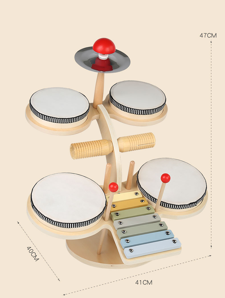 Set de Instrumente Muzicale Montessori din Lemn – Tobă și Percuție [3]