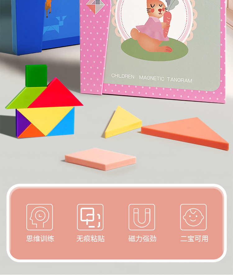 Set Educațional Tangram Magnetic din Lemn [7]