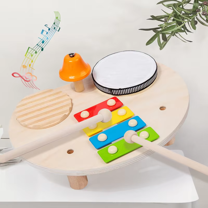 Set de Instrumente Muzicale Montessori din Lemn – Tobă și Percuție pentru Copii [4]